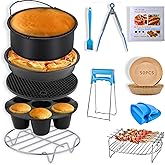 Air Fryer Accessories for Ninja Chefman COSORI Ninja Gourmia Dash Power XL 3.6 4.2 5.8QT, 12 PCS air fryer Accessory with Oven Cake Pan Pizza Pan Air Fryer Liner