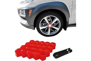 QZTYTY 20PCS Lug Nut Covers, Wheel Center Covers, 19mm Hexagonal Tire Nut Rust and Dust Protection Cap with Remover Clip, Car Wheel Center Bolt Caps Accessories Fit for Most Vehicles (Red, 19mm)