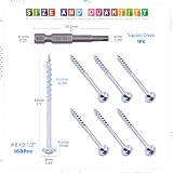 Glarks 160Pcs #8x2-1/2" Pocket Hole Screws Zinc Coated Square Drive Coarse view 2