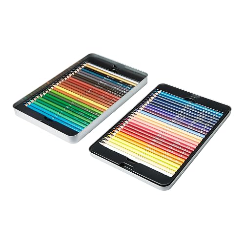Amazon Basics Coloured Pencils in Tin Box, Pack of 48 - Assorted Colours
