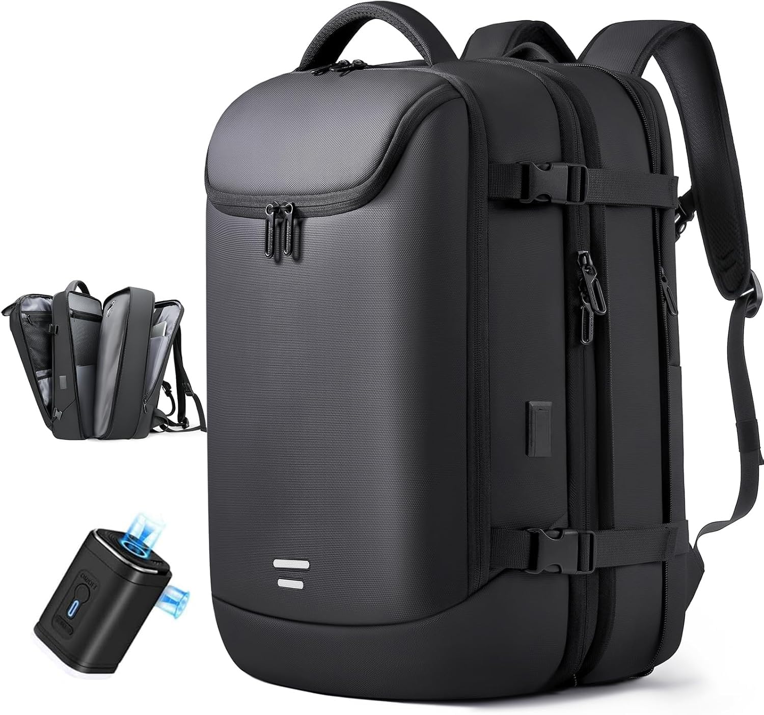 Photo 1 of TANGCORLE Vacuum Seal Travel Backpack 45L Expandable Air Compression System Water Resistant 17 Inches Laptop Backpack for Women & Men with USB Charging Port- Vacuum Pump Included