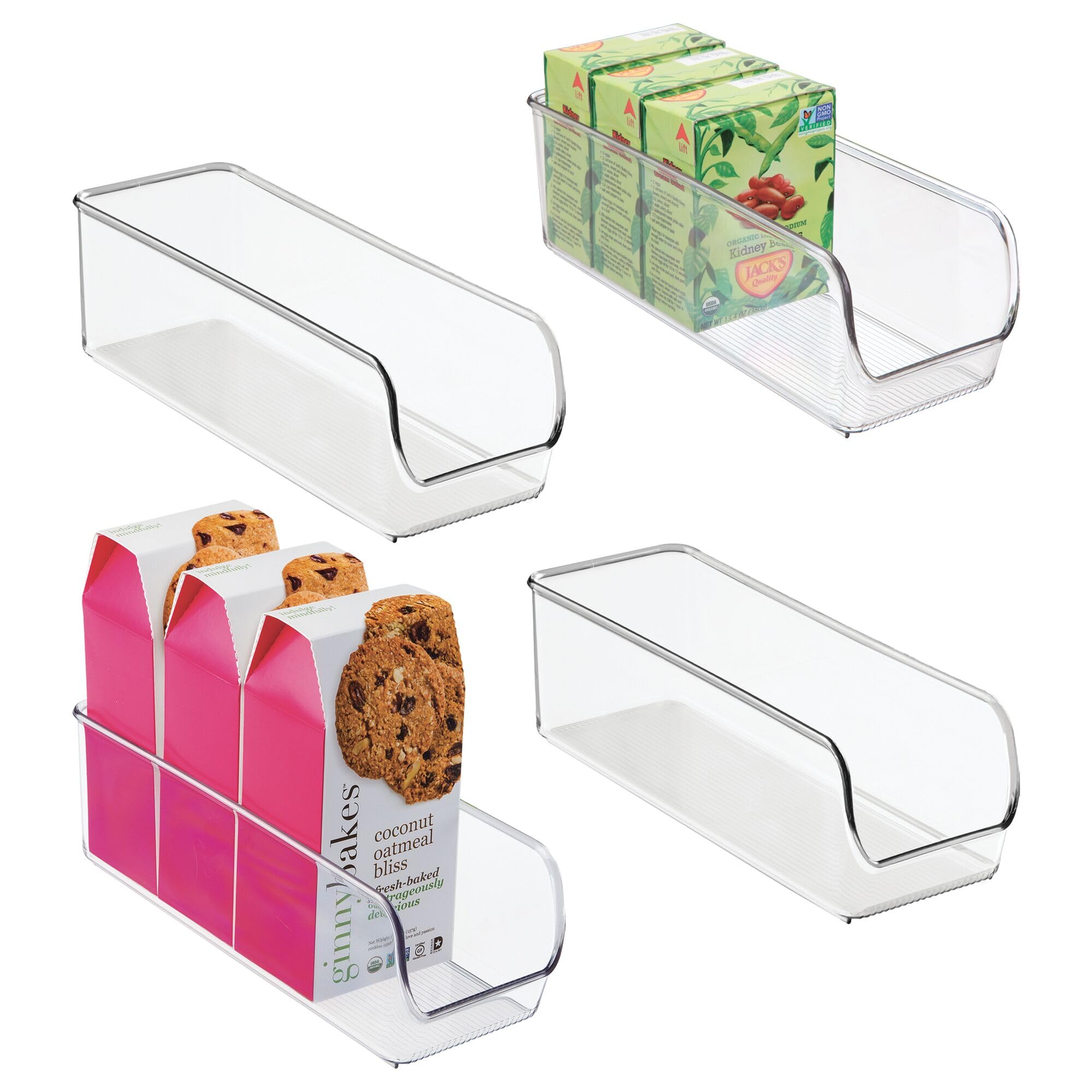 iDesign Narrow Pantry Bin for Kitchen or Cabinet Storage – Set of 4 – Clear