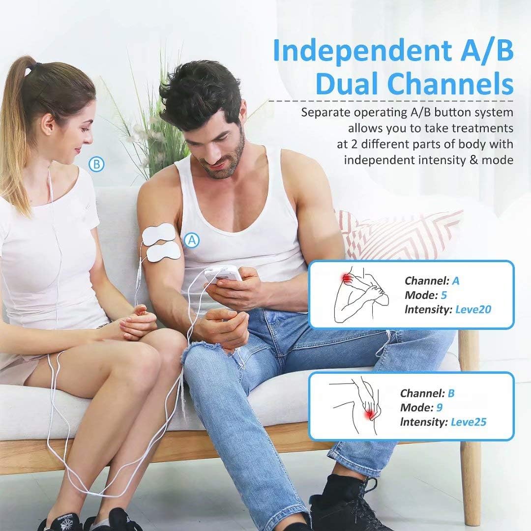 TENS Unit Muscle Stimulator OSITO Dual Channel Electric Pulse Massager with Color Display TENS Machine Muscle Therapy 25-Mode 50-Intensity 10 Electrode Pads for Pain Relief: Health & Personal Care