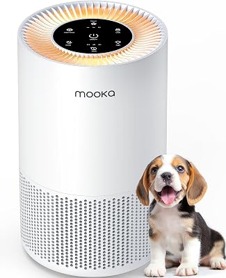 Air Purifiers for Home Large Rooms up to 1200ft², MOOKA H13 True HEPA Air Purifier for Bedroom Pets with Fragrance Sponge, Timer, Air Filter Cleaner for Smoke, Odor, Dander, Pollen (White)