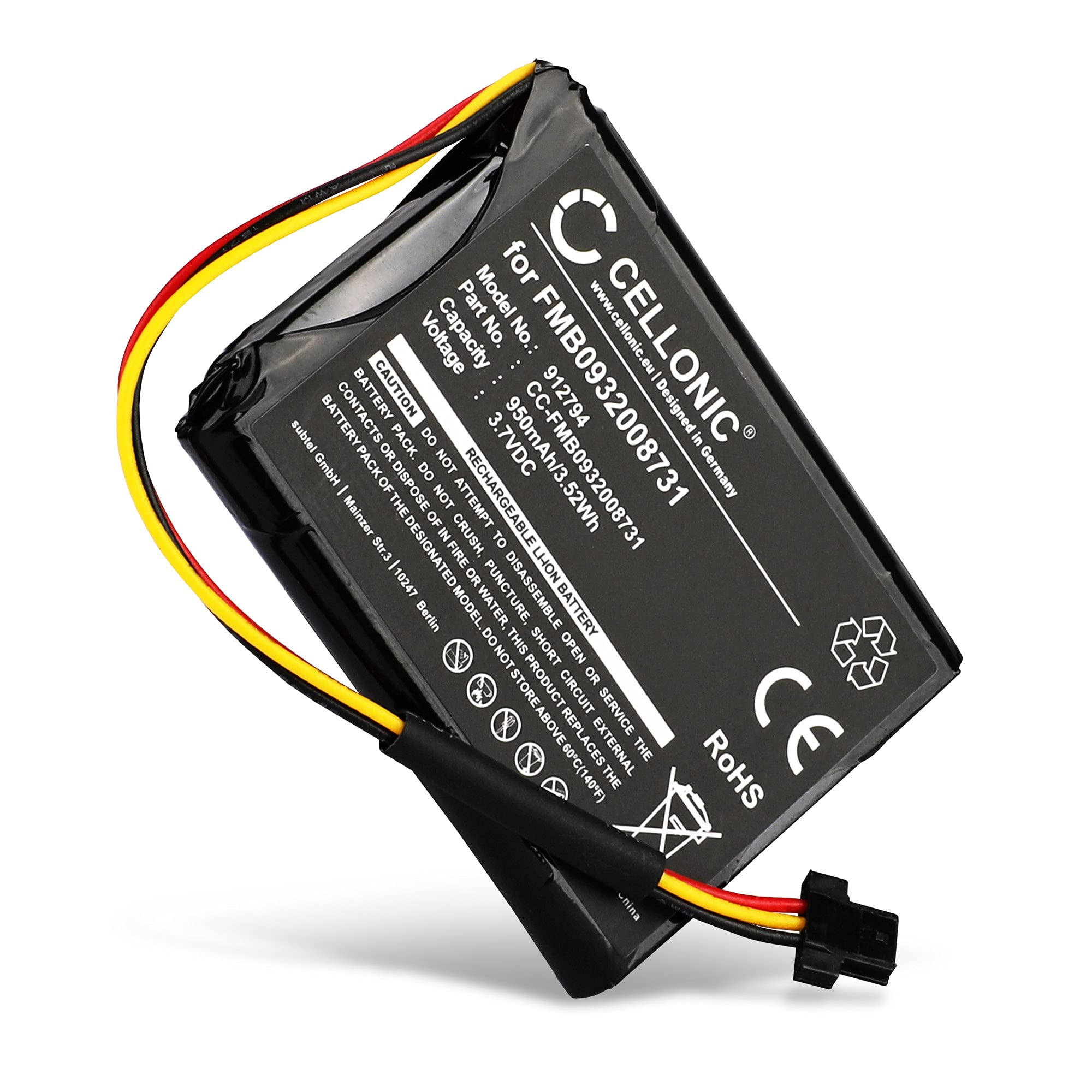 CELLONIC 1x Battery for GPS/Navigation Compatible with TomTom Go 510 (2013), Go 500 (2013), Go 600, VF6D - (950mAh, 3.7V)