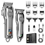 AngFan Professional Hair Clippers for Men - Cordless Clippers & Trimmers Set with LCD Display, 7200RPM High-Speed Motor, 5H Runtime, Wall-Mountable Barber Tools for Home Use & Professional Barbers