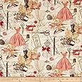 Timeless Treasures Vintage Sewing Red, Quilting Fabric by the Yard