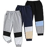 VEGGIEDOT Toddler Boy Pants Fall Winter 2T 3T 4T 5T Little Kids Boy Sweatpants 3 Pack Drawstring Elastic Pants Size 6 7