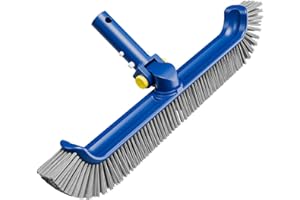 POOLAZA Pool Brush with Rotatable Handle,17.5" Pool Brush Head for Inground Pools, Above-Ground & Vinyl Pools, Heavy-duty Pool Brushes for Cleaning Pool Walls, Sturdy Pool Brush Fit Standard Pool Pole