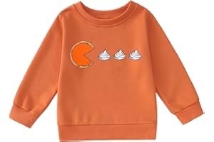 SOFEON Thanksgiving Sweatshirt Toddler Girls Boys Pumpkin Pie Whipped Cream Long Sleeve Shirts Funny Thankful Pullover Tops