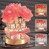 ONXE Valentine‘s Day Birthday Gifts for Her GF Girlfriend Wife,Flower Cordless Crystal Table Lamp,3-Colour Dimming Rechargeable Forever Rose Bedside Lamp Night Light Anniversary Decor for Women Men