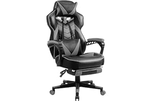 VONESSE Gaming Chair with Footrest,Big and Tall Gaming Chairs for Adults,Computer Chair for High Back and Massage,Reclining Gamer Ergonomic Office Desk Chair(Grey/Black)