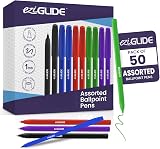 Eziglide 50-Pack Ballpoint Pen Set 5 Assorted Colours Medium Point 1.0mm