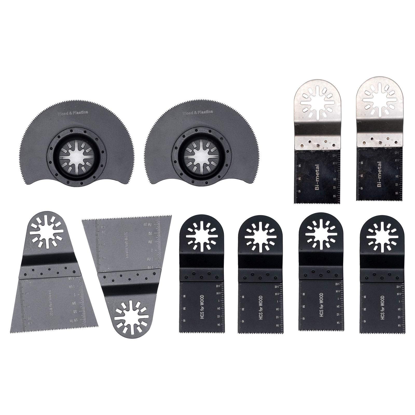 Oscillating Accessory Kit SUPERTOOL 10-Piece Multi-Tool Accessory Kit Mix Oscillating Saw Blades Include Bi-Metal and High Carbon Steel Saw Blades