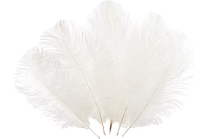 Sowder 6-8inch(15-20cm) Ostrich Feathers Plume for Wedding Centerpieces Home Decoration Pack of 10pcs(White)