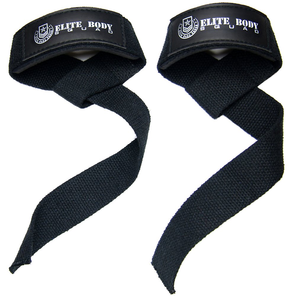 Elite Body Squad Pro Weight Lifting Straps Lifting Straps With Neoprene Padded Wrist Support + Double Stitched 100% Cotton – 60cm Long Heavy Duty Wrist Straps For Weight TraininG (WITHOUT GEL GRIP)