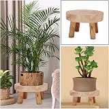 ViaForest Flower Pot Holder Solid Wood Stand Beige Indoor Outdoor Round Plant view 7