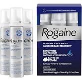 Men's Rogaine 5% Minoxidil Topical Foam, Unscented, 3 x 2.11 oz | Hair Regrowth Foam, Topical Hair Loss Treatment for Men, Regrow Fuller, Thicker Hair, Unscented, Aerosol, 3-Month Supply