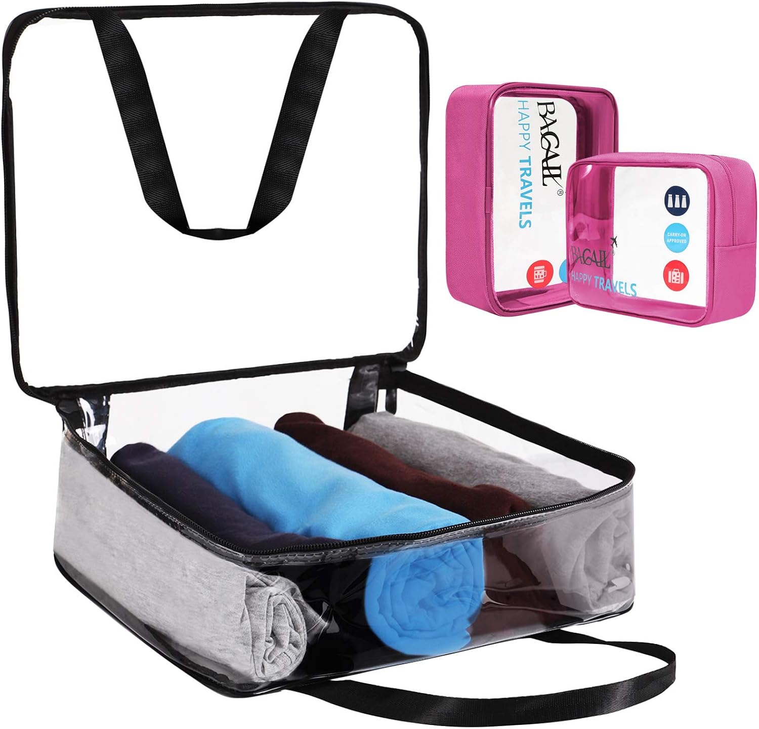 Bagail Clear PVC Toiletry Bag Heavy Duty Carry on Luggage Organizers for Travel Accessories