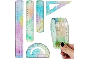 ZAGQIG 5 Pcs Flexible Rulers, 6in, 8in, 12in, PVC Construction, Plastic, Office Products