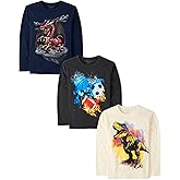 The Children's Place Boys Dino Long Sleeve Graphic T-Shirts,multipacks