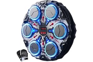 Smart Interactive Boxing Music Workout Machine, 9 Mode Wall Punching Pad with Gloves Height Adjustable Trainer for Adults Kid