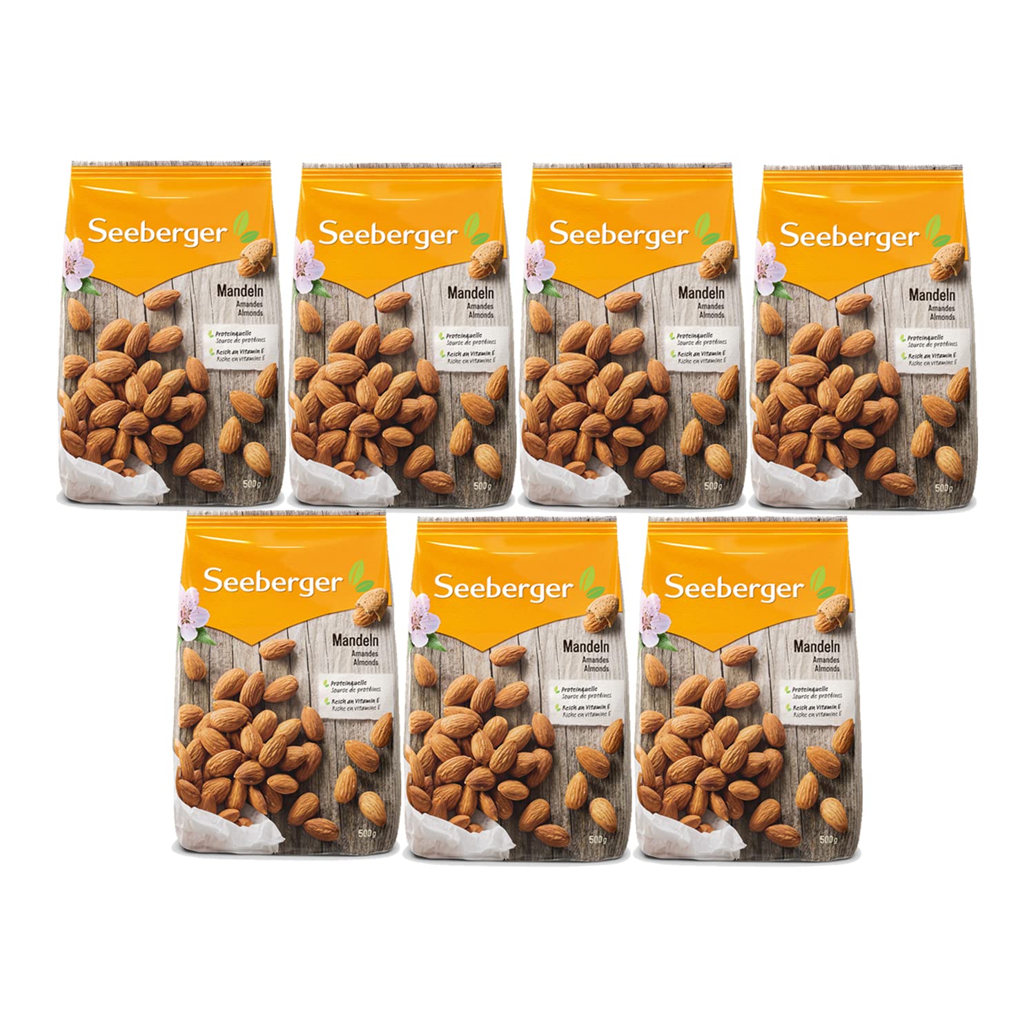 Seeberger Mandeln 7er Pack: Große, knackige Mandelkerne mit einem zart-süßlichen Aroma - reich an Vitaminen & pur im Geschmack - naturbelassen, vegan (7 x 500 g) 4