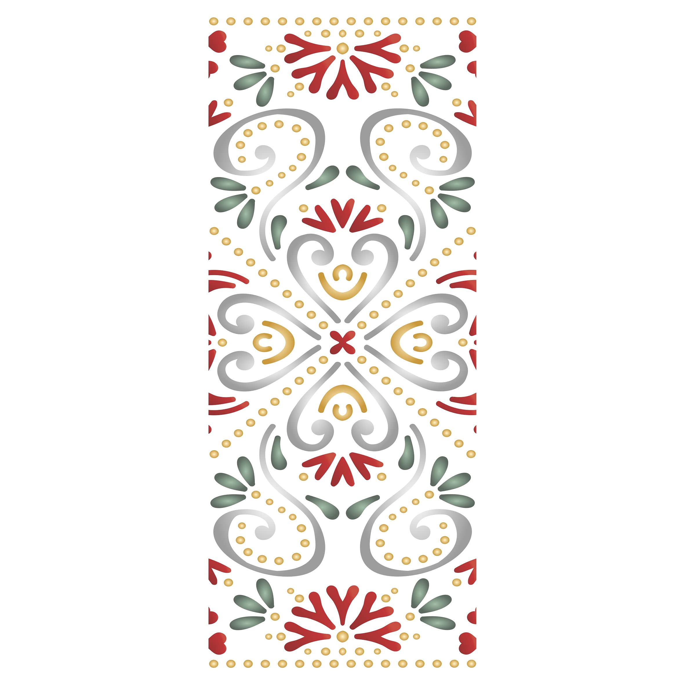 Slimline Folk Art Stencil, 10 x 23 cm - Naïve Folk Art Card Making Slimline Dies Stencils for Cards Template