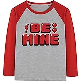 Valentine Shirts Boy Girl Love Dinosaur Raglan Long Sleeve Tees Cotton Vday Tshirts 4-13T