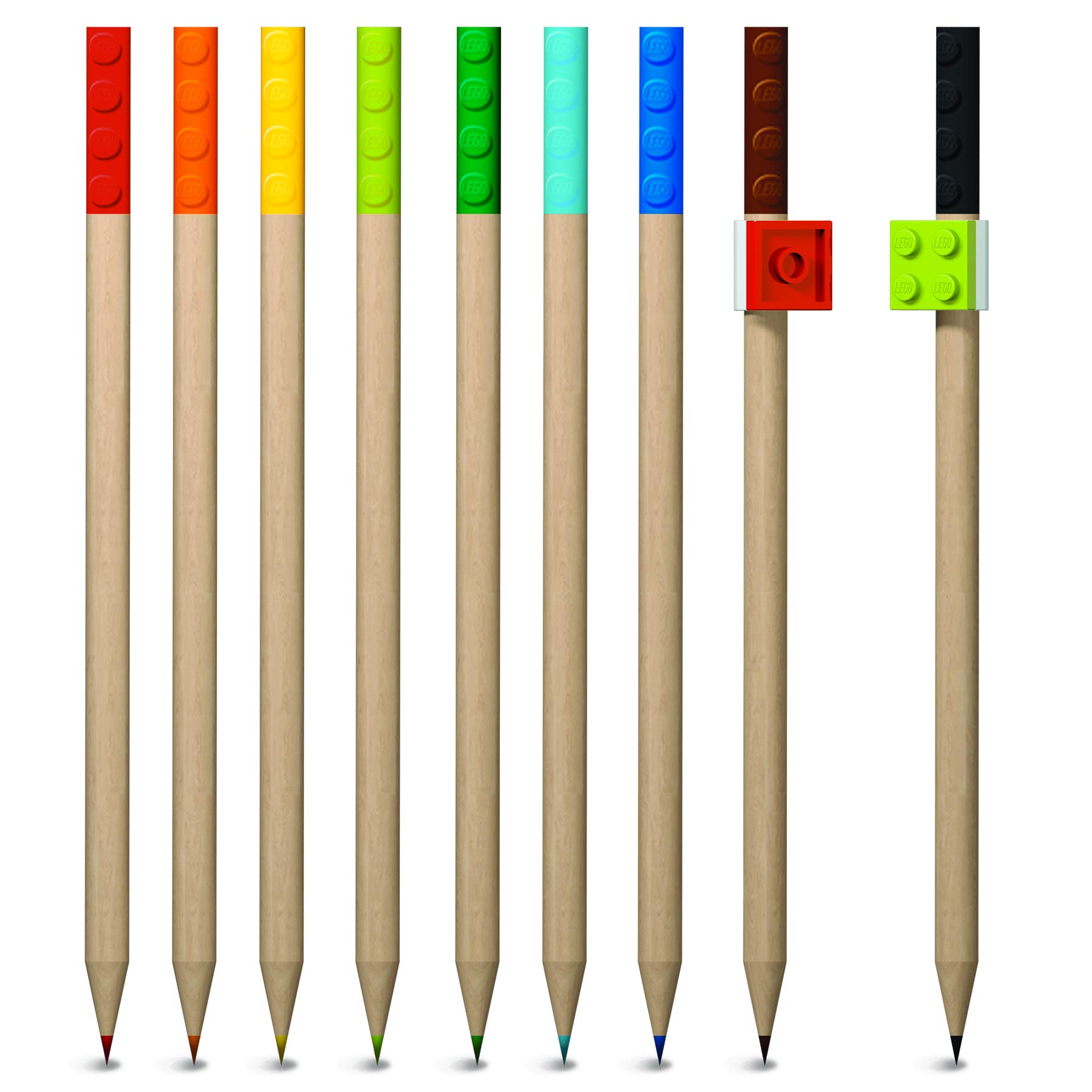 LE51515 9 Pack Coloured Pencils With Toppers, Assorted Colours