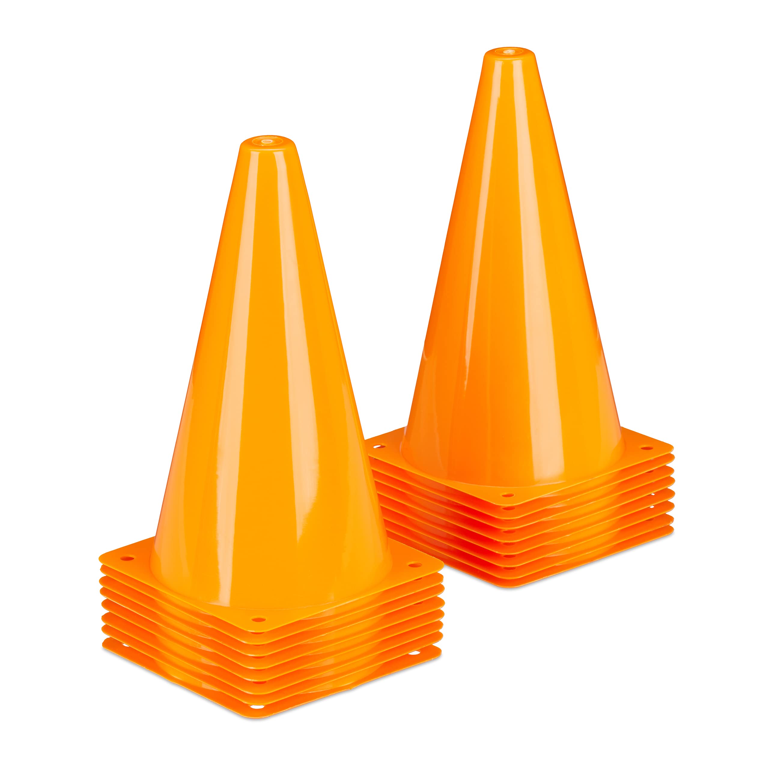 Relaxdays Marking Cones Set of 16, Football, Dog Training, Horse Riding, Training Cones 23 cm, Traffic Cones, Pylons