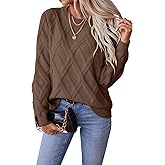 SHEWIN Womens Sweaters Crewneck Cable Knit Sweater Long Sleeve Fall Tops for Women 2025