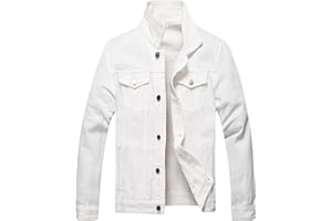 BULUWIE Jean Jacket Men, Men's Denim Jacket Distressed Ripped Slim Fit Stretch Trucker Jackets Classic Casual Denim Coat