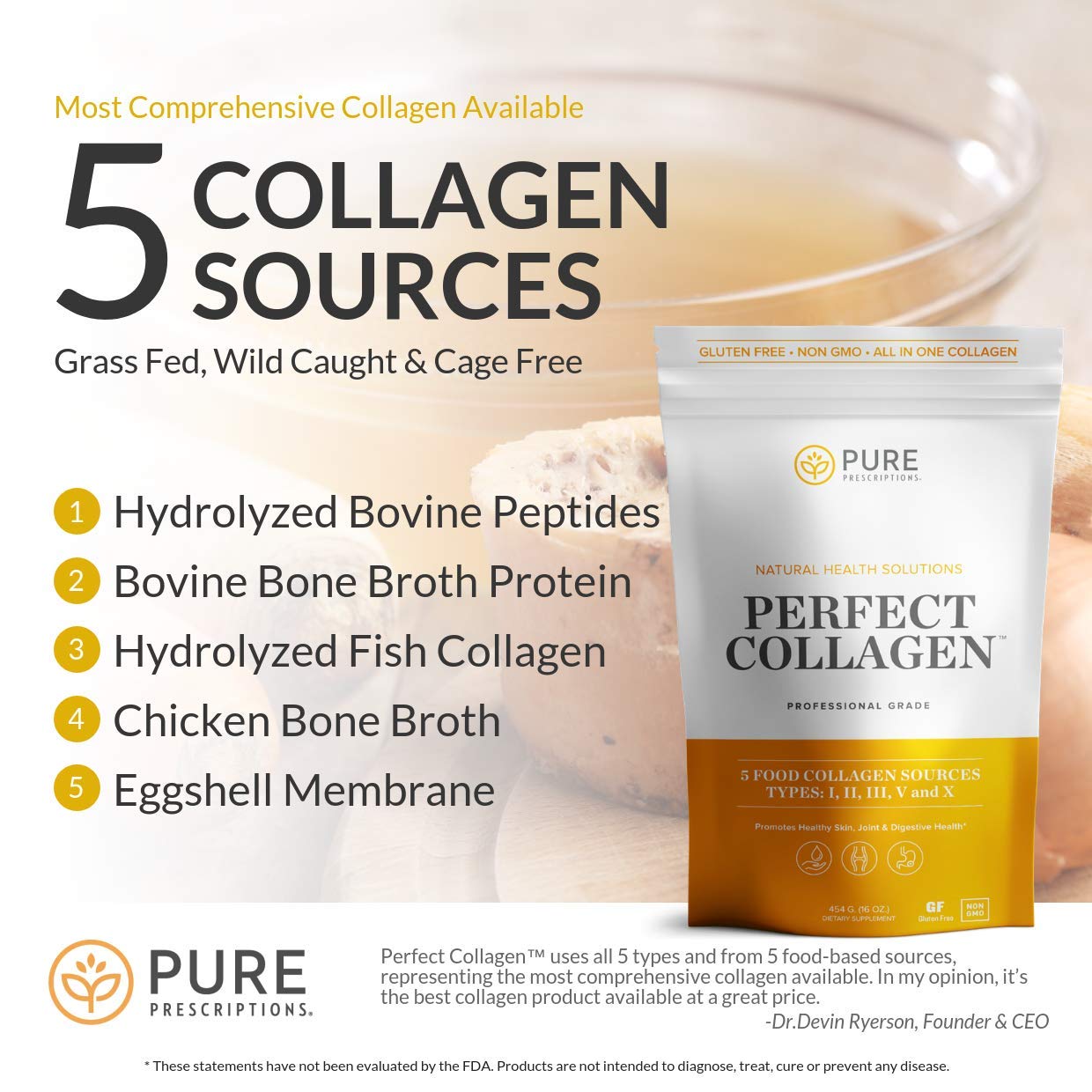 Pure Hydrolyzed Multi Collagen Peptides Protein Powder Supplement
