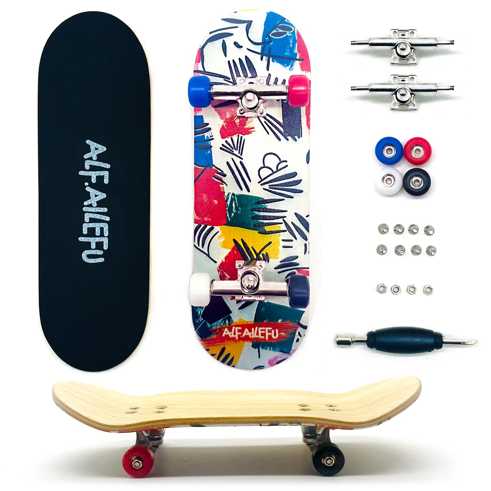 Pro Fingerboard 32mm Wooden Board Professional Finger Skateboard Trucks CNC Wheels with Bearings (Dream)