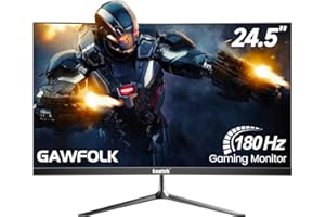 Gawfolk 25 Inch Gaming Monitor, 144hz/180hz Computer Monitor FHD 1080P PC Monitors,Frameless Curved Monitors VA,sRGB 100%, DisplayPort, HDMI,Eye Care, Wall Mount Compatible (Black)