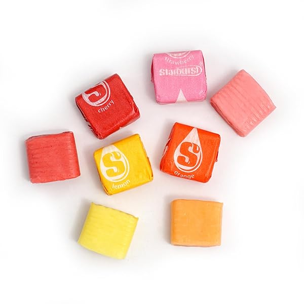 STAR BURST ORIGINAL FRUIT CHEWS, 1LB BULK BAG (APPROX. 90 PIECES), STRAWBERRY, CHERRY, ORANGE, LEMON, INDIVIDUALLY WRAPPED CANDY