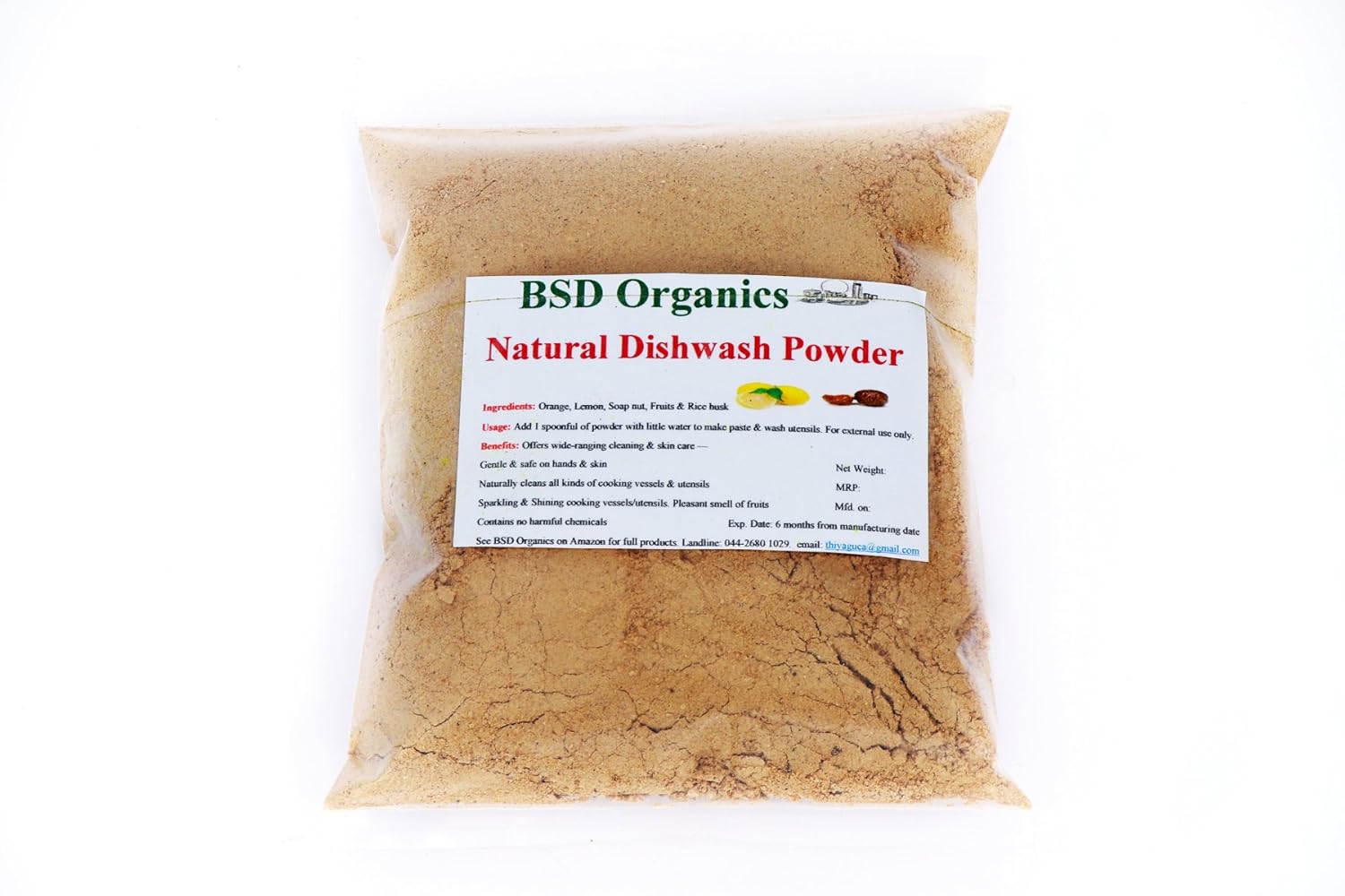 BSD Organics Natural Dish wash Cleaning Powder 200 gm Amazon.in