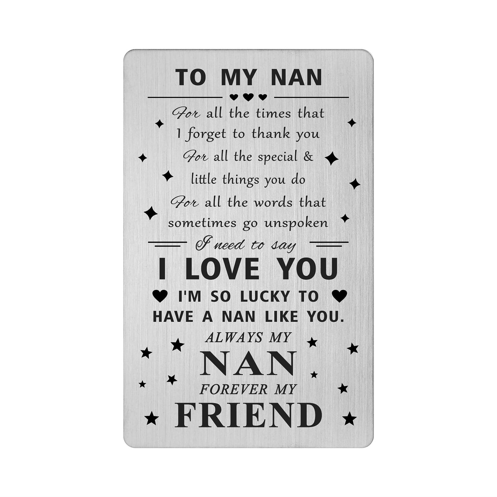 FALOGI Nan Gifts from Grandchildren, I Love You Nan, Thank You Nan Card from Granddaughter Grandson