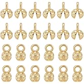 BENECREAT 40 Pcs 18K Gold Plated Brass Clamshell Bead Tips, Gold Crimp Cover Beads, Chain Endcaps Calotte Ends Chain Connector, Knot Cover for Necklace Bracelet Jewelry Crafts Making