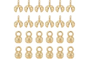 BENECREAT 40 Pcs 18K Gold Plated Brass Clamshell Bead Tips, Gold Crimp Cover Beads, Chain Endcaps Calotte Ends Chain Connector, Knot Cover for Necklace Bracelet Jewelry Crafts Making