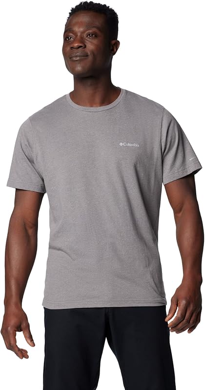 Thistletown Hills - Camisa de Senderismo de Manga Corta para Hombre, Gris Jaspeado., M
