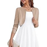 OmicGot Women's Long Sleeve Cardigan Knit Sweaters Cropped Open Front Bolero Shrug for Dresses S-XL