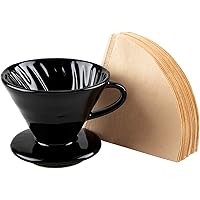 Roponan V60 Ceramic Pour Over Coffee Dripper, Porcelain Cone Filter with 80 Paper Filters for Home, Cafe, Restaurants…