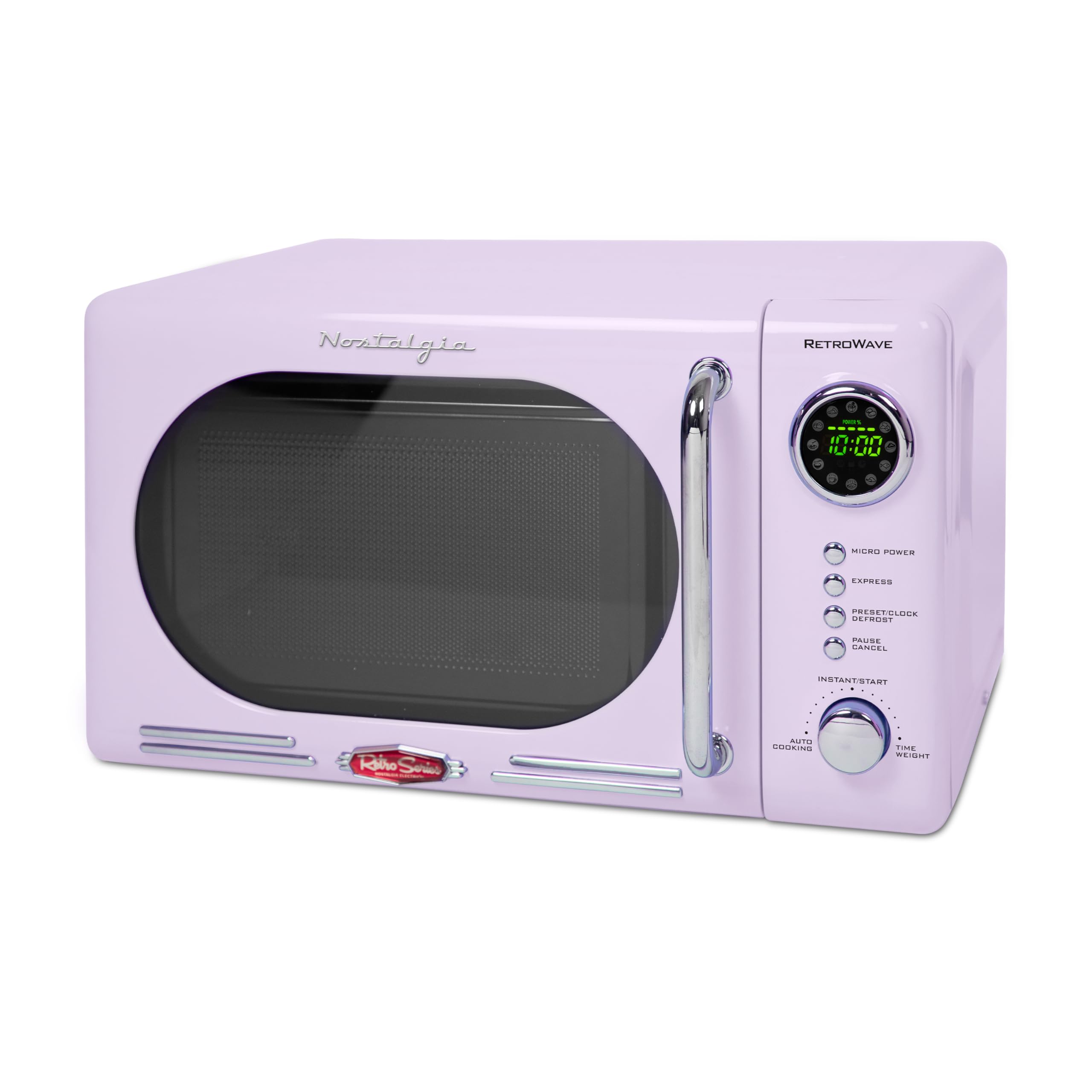 Photo 1 of Nostalgia Retro Compact Countertop Microwave Oven 700-Watts with LED Digital Display-Child Lock-Easy Clean Interior-Lavender, 0.7 Cu. Ft