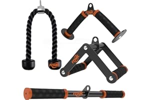 Fitarc Cable Machine Attachment Set for Gym & Home Workouts, Lat Pulldown Attachments with Non-Slip Grips, Orange