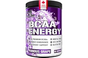 BCAA Energy Drink Powder | Pre Workout, Energy, Focus, Muscle & Recovery Support | Amino Acids with Caffeine, Beta-Alanine & 