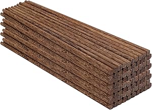 Suwimut 40 Pairs Wooden Chopsticks Set, 9.8 Inches Reusable Chop Sticks Dishwasher Safe, Chinese Classic Style Non-slip Chopstick for Kitchen, Dining Room, Gourmet, Noodles