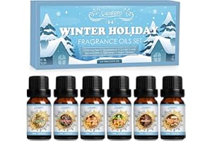 SALUBRITO Winter Fragrance Oils Set, Holiday Essential Oils for Diffuser, Candle, Soap Making - Christmas Tree, Cinnamon, Gingerbread, Candy Cane, Spiced Cider, Sugar Cookies Scented Oil
