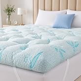 SHOUREN 4 Inch Memory Foam Mattress Topper King, Bamboo-Viscose Cover | 4 Inch Gel Memory Foam Topper with Bamboo-Viscose Surface, Pressure Relief, Support Foam and Secure Corner Straps